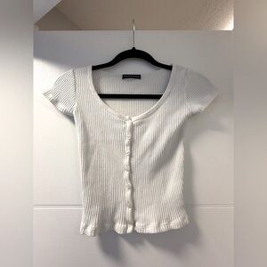 Brandy Melville - White Cap Sleeve Ribbed Tee